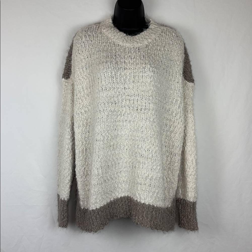 WISH list color block slouchy boyfriend cable knit sweater Women’s Size M/L NWT
